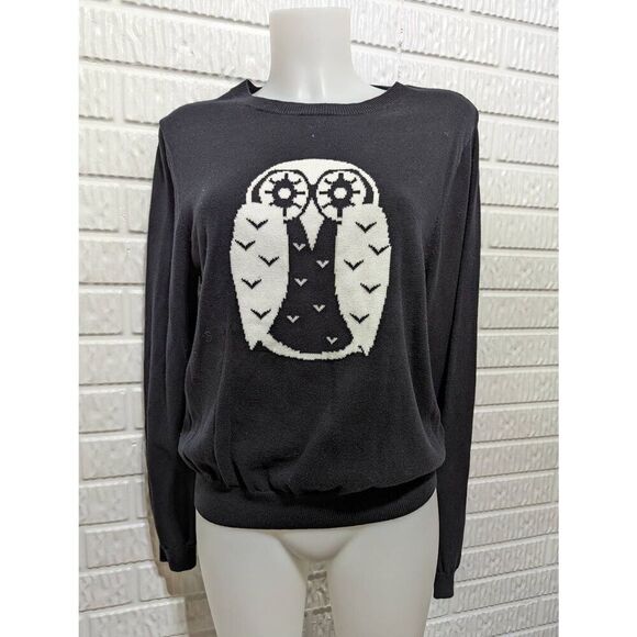 ASOS Women's US12 Black Sweater White Owl Embellished - Picture 1 of 7